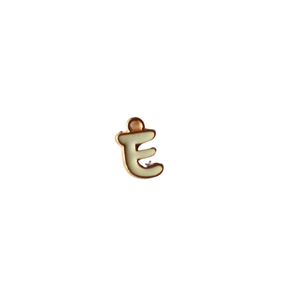 Small White “E” Charm