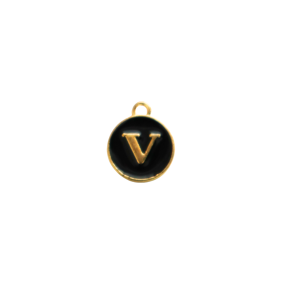 Circle Black “V” Charm