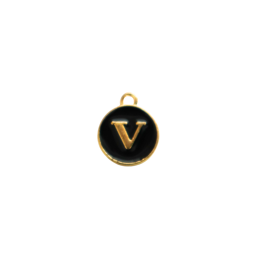 Circle Black “V” Charm