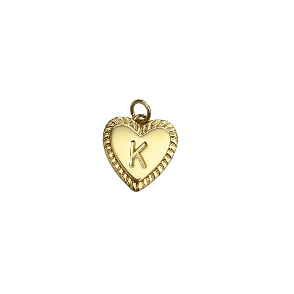 Gold Filled Textured “K” Heart