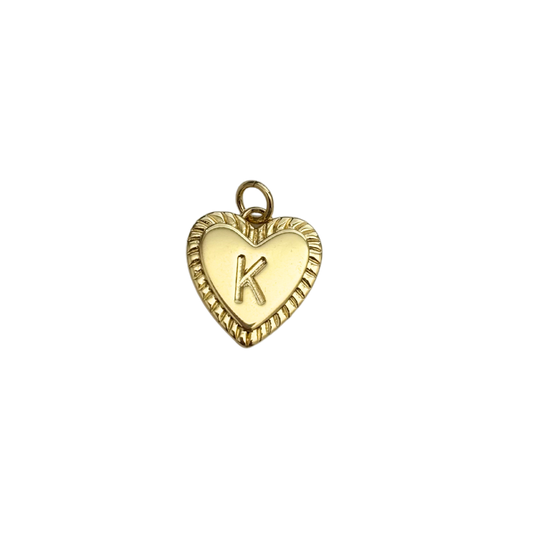 Gold Filled Textured “K” Heart