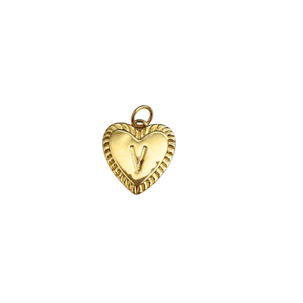 Gold Filled Textured “V” Heart