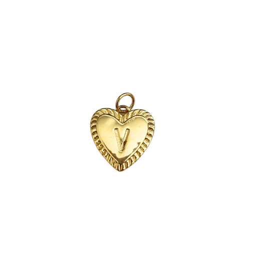 Gold Filled Textured “V” Heart