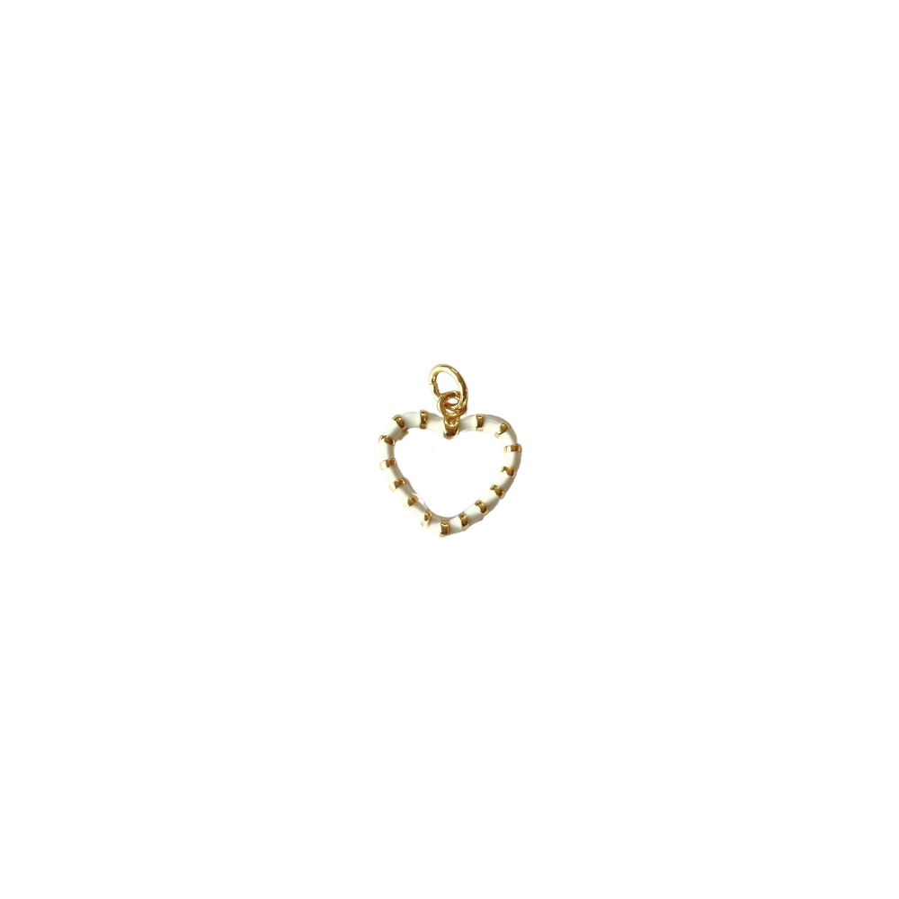 Gold and White Heart Charm