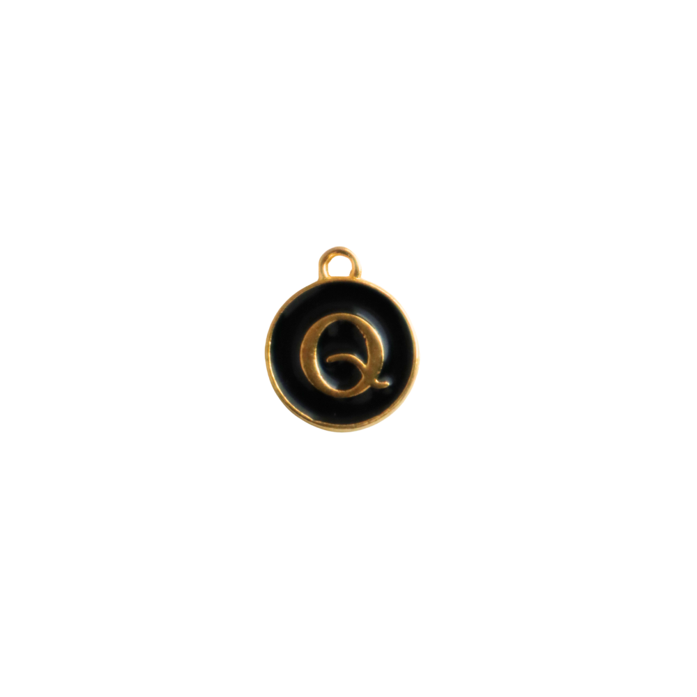 Circle Black “Q” Charm