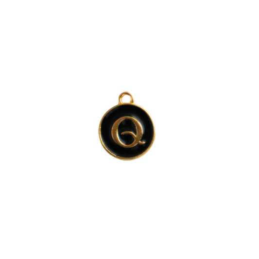 Circle Black “Q” Charm