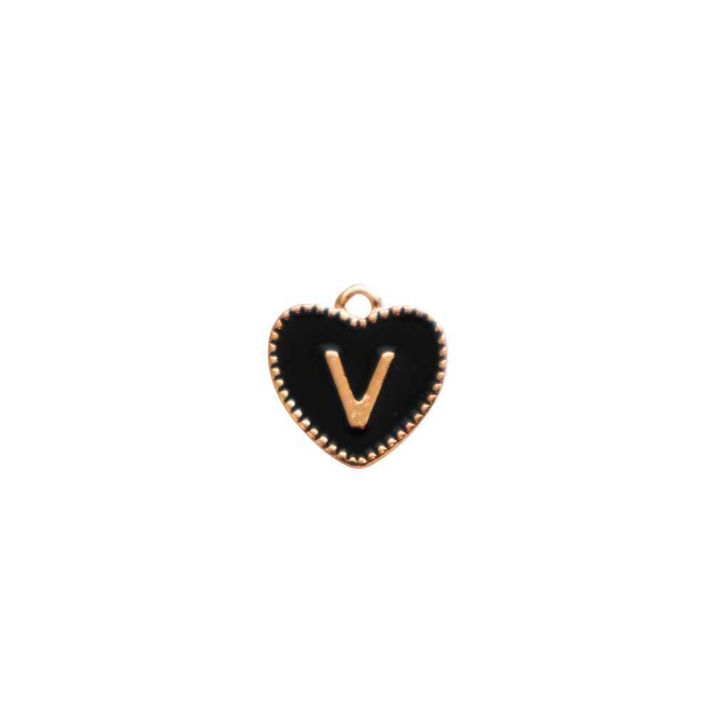 Black Textured “V” Heart