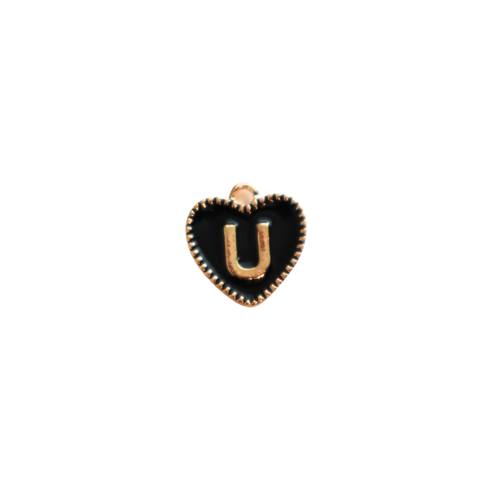 Black Textured “U” Heart