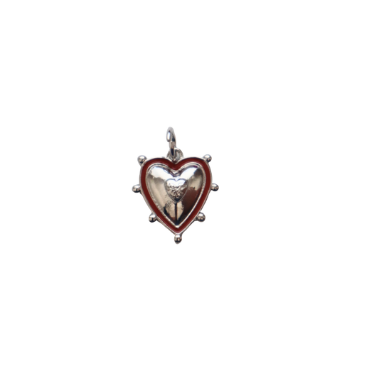 Red Outlined Silver Heart