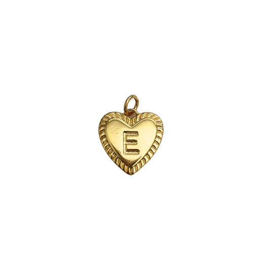 Gold Filled Textured “E” Heart