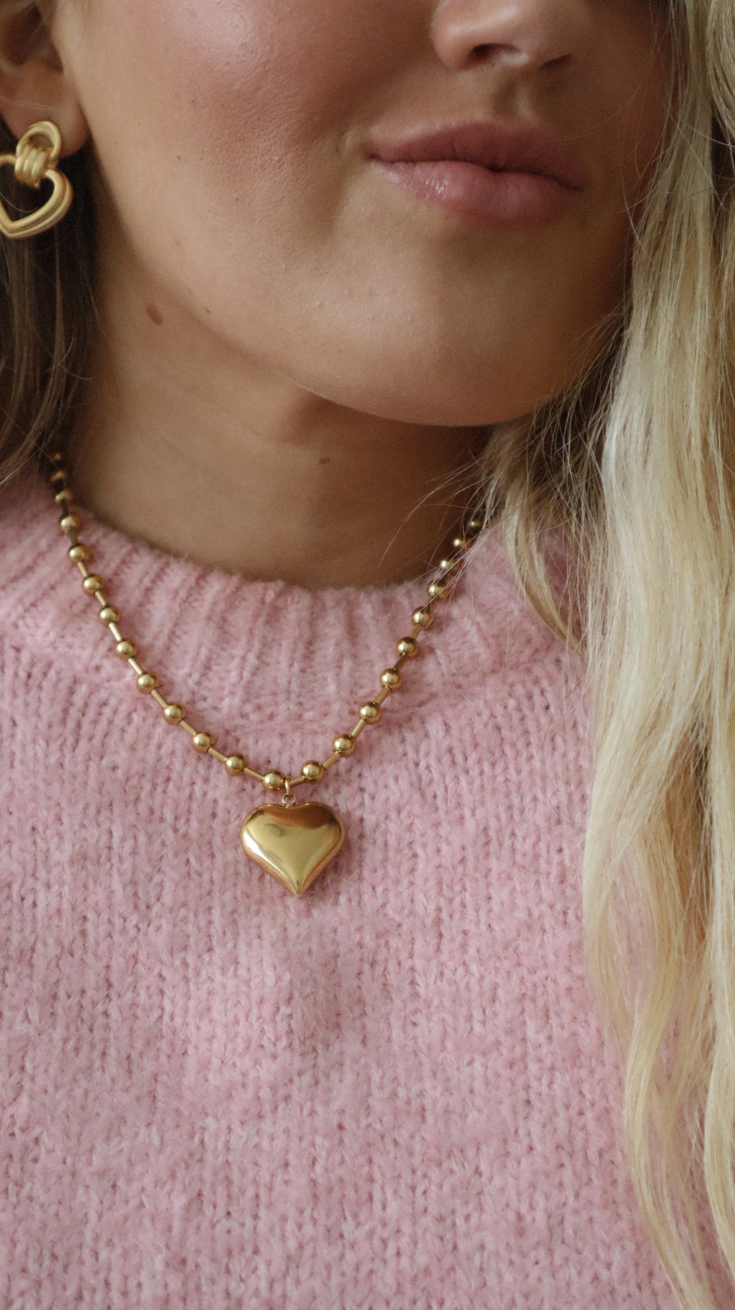 Gold Bubble Heart Necklace