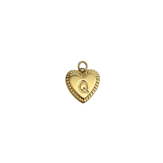 Gold Filled Textured “Q” Heart