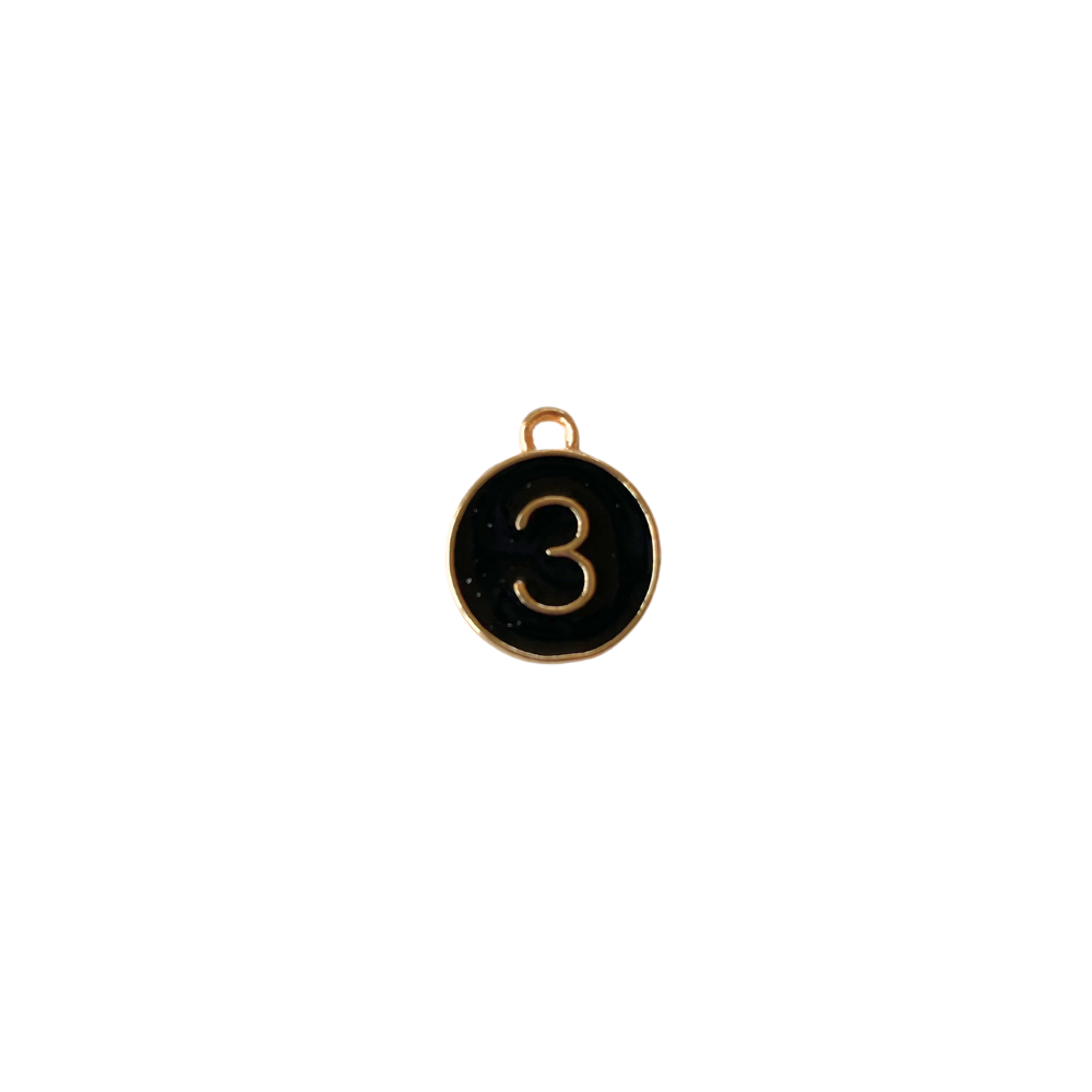 Black Circle “3” Charm