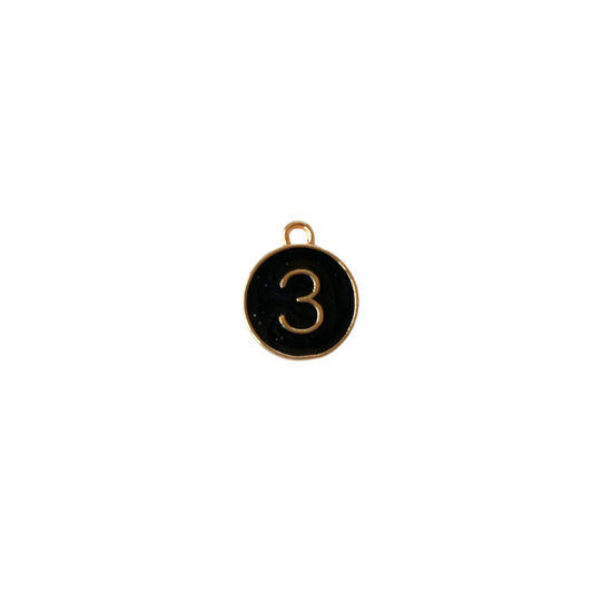 Black Circle “3” Charm