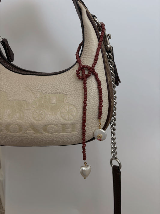 Maroon Beaded Wrap Bag Charm