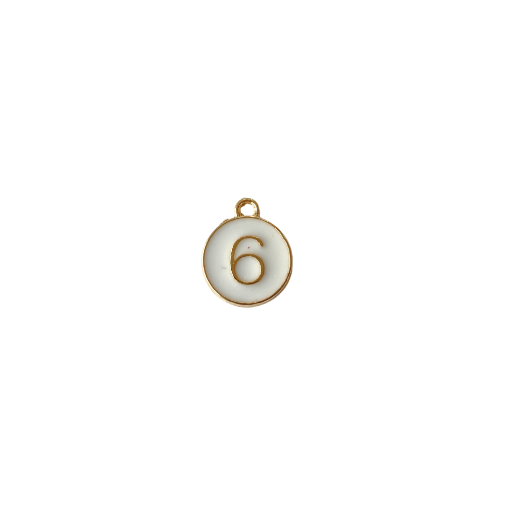 White Circle “6” Charm