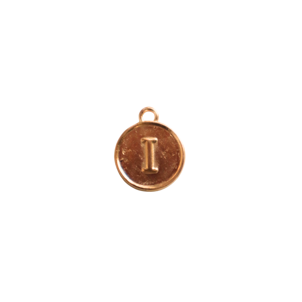 Circle Gold “I” Charm