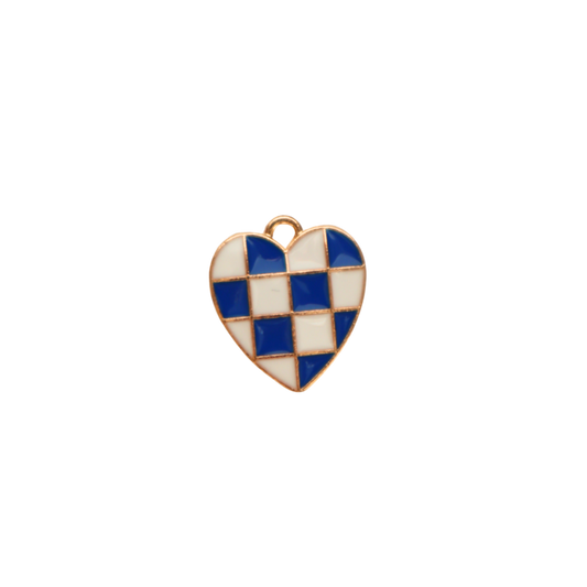 Blue Checkered Heart