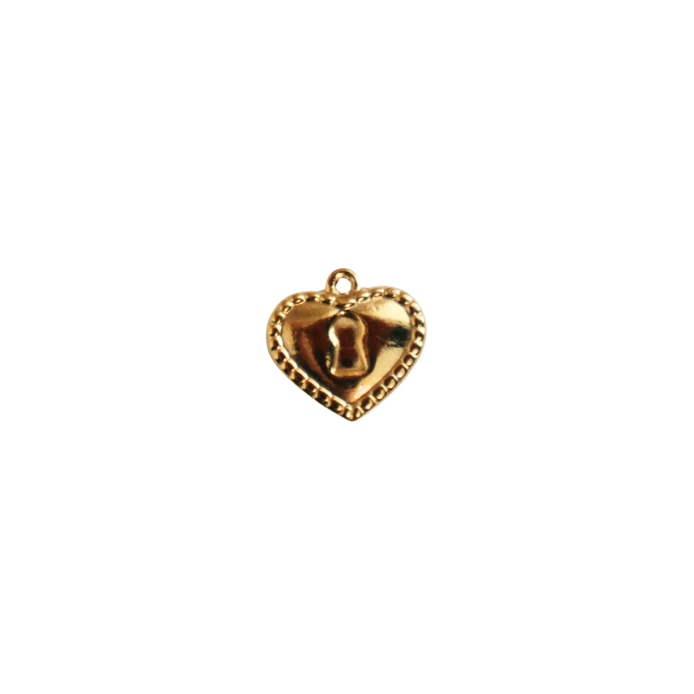 Gold Heart With Key Hole Charm