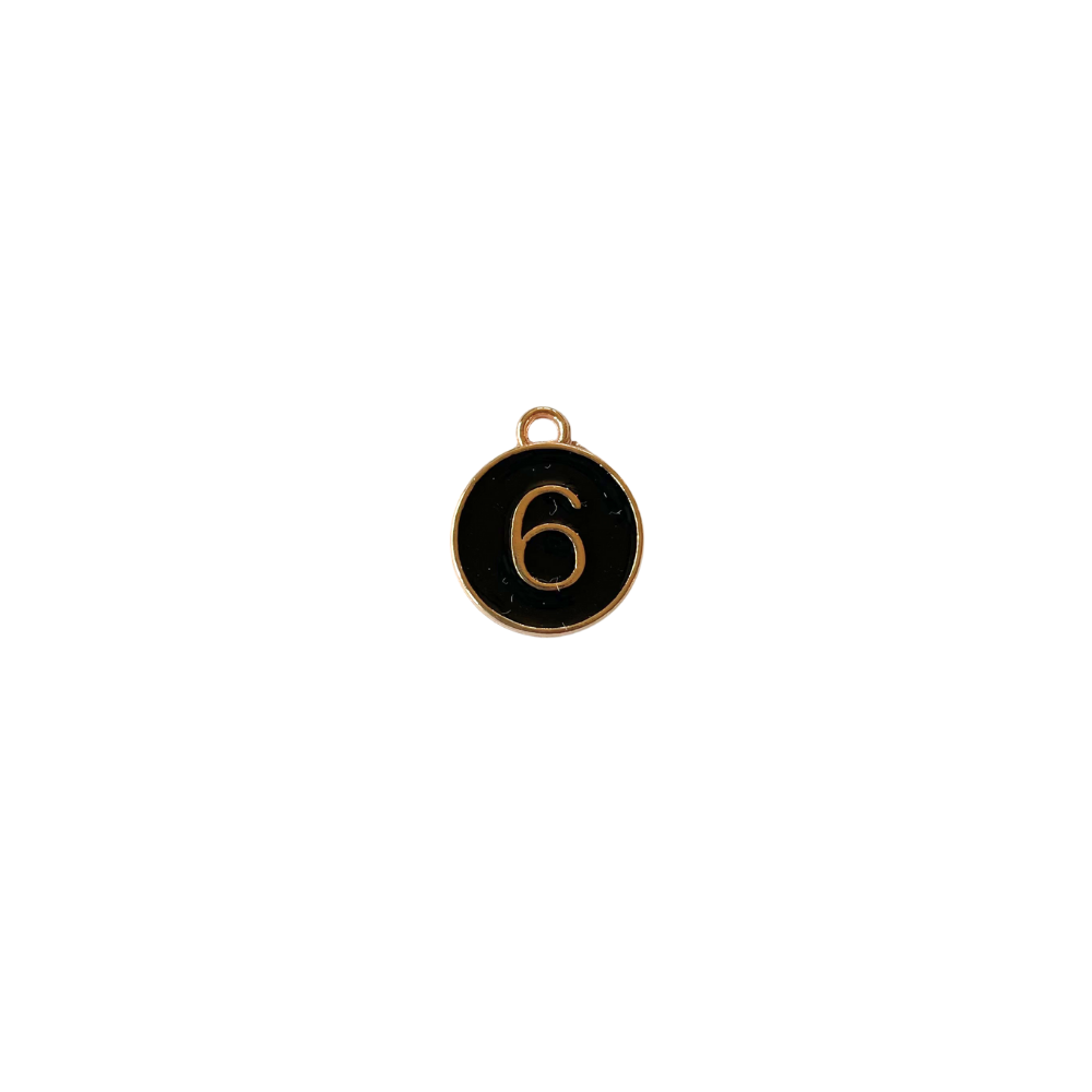 Black Circle “6” Charm