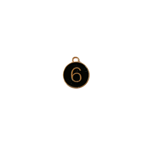 Black Circle “6” Charm