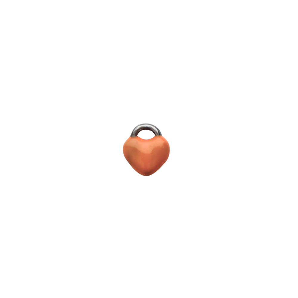 Silver Orange Heart Charm