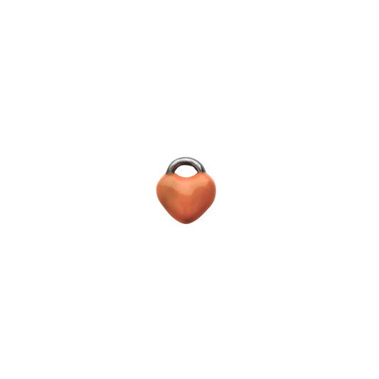 Silver Orange Heart Charm