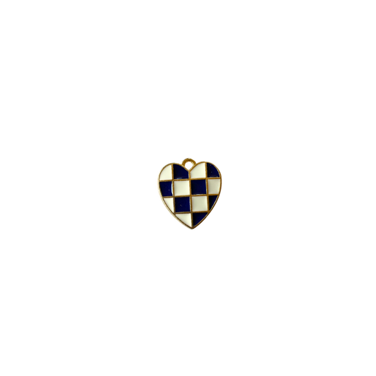 Navy Checkered Heart