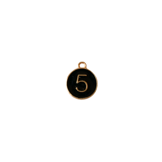 Black Circle “5” Charm